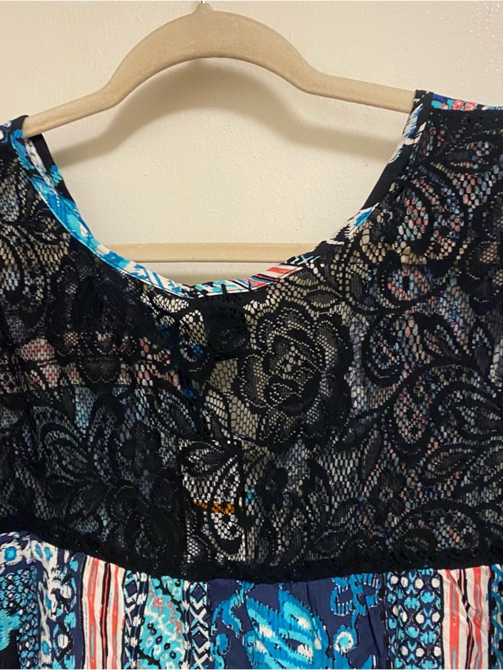 Stoosh Womens Boho Tank Top 3X 3XL Bust 54” Blue Black White Print New NWT $49 - Picture 8 of 10